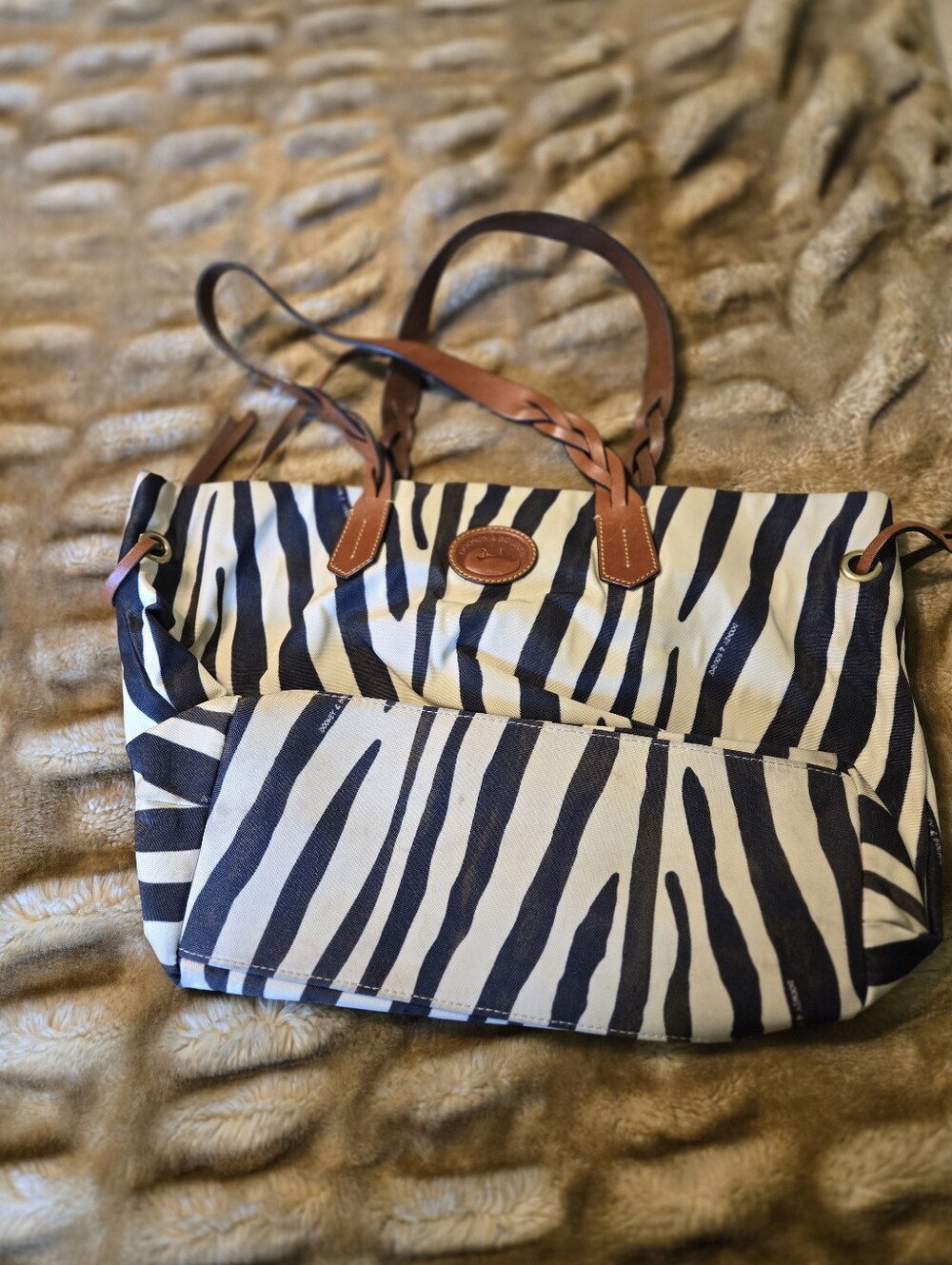 Dooney & Bourke Black and White Zebra-Print Tote